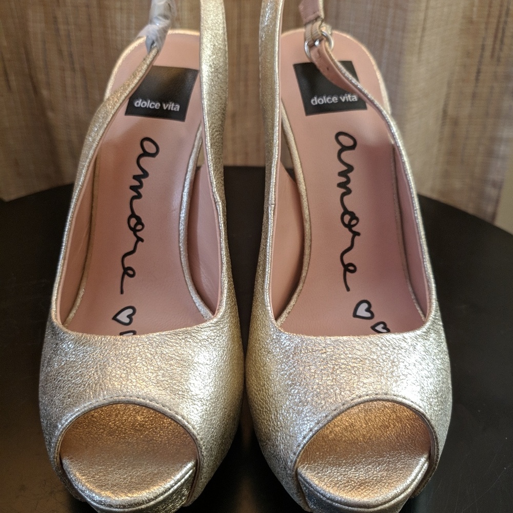 Dolce Vita Gold Foil Sling Backs, Size 8